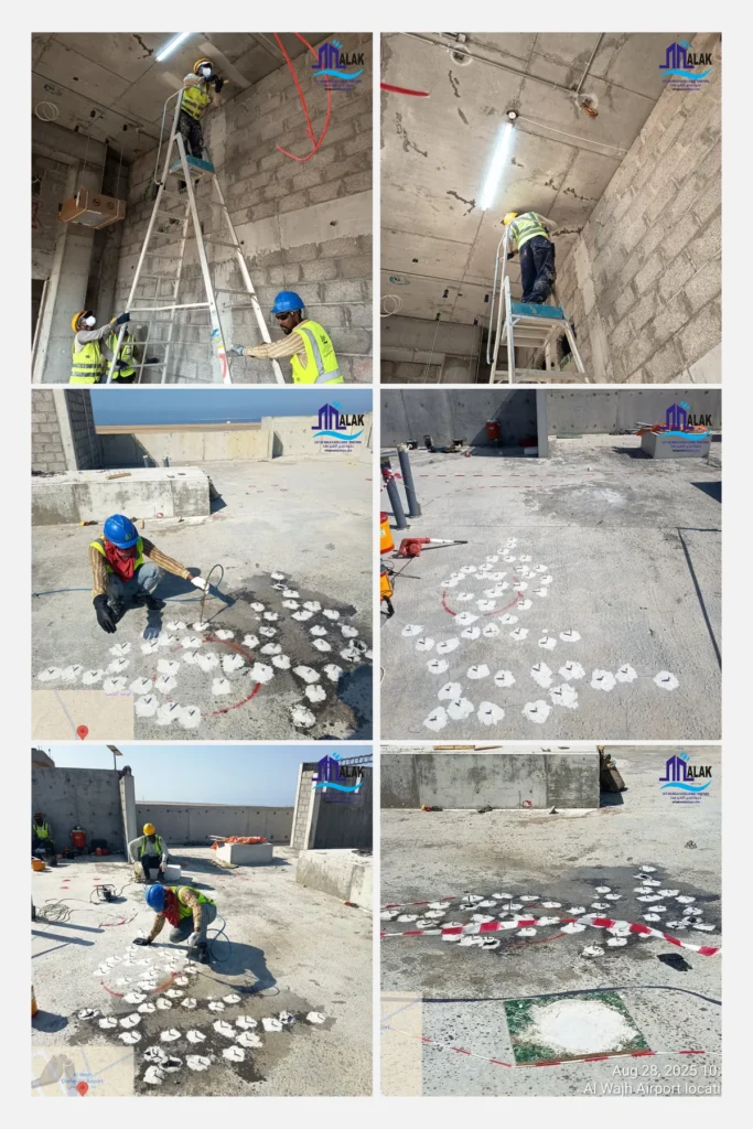 Concrete repair and injection field works by Malak Alanjaz Company for Contracting